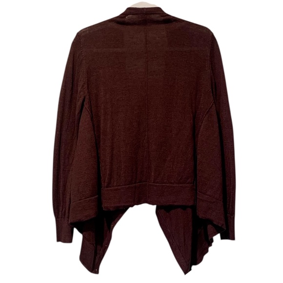 Garnet Hill Easy Linen Drape Front Cardigan Plum Deep Purple Women's Large L - Picture 6 of 7